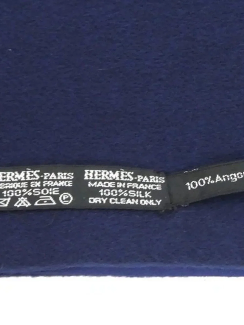 Auth HERMES Shawl Stole Scarf Navy/Multicolor Silk/Angola - e60719a - Picture 7 of 8